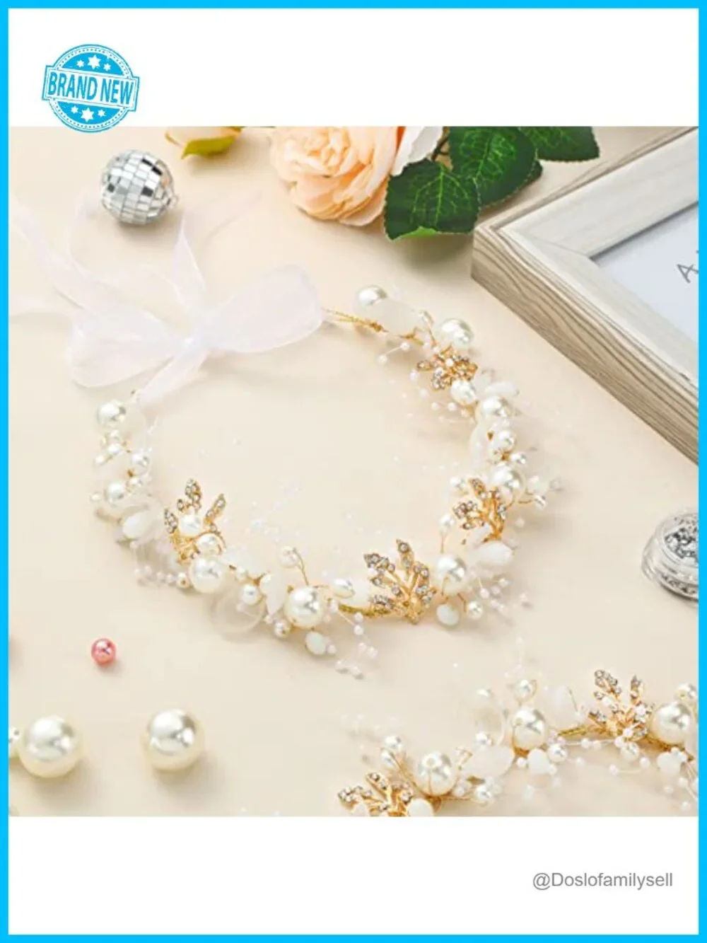 2 Pcs Flower Girl Headpiece Rhinestone Crystal Pearl Headband Hair Accessories